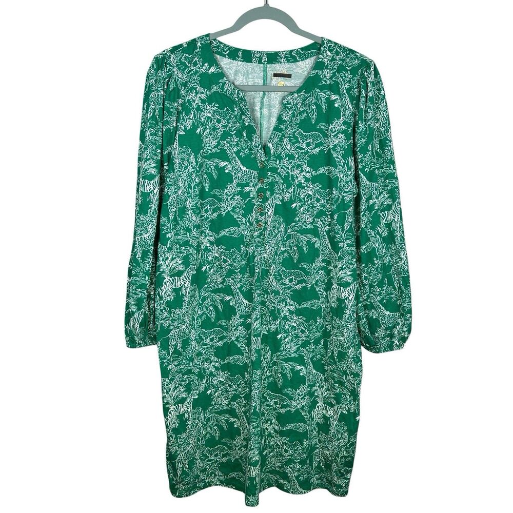 Lilly Pulitzer Emery Dress Womens XL Green Safari Party Leaf Resort Tropical NEW